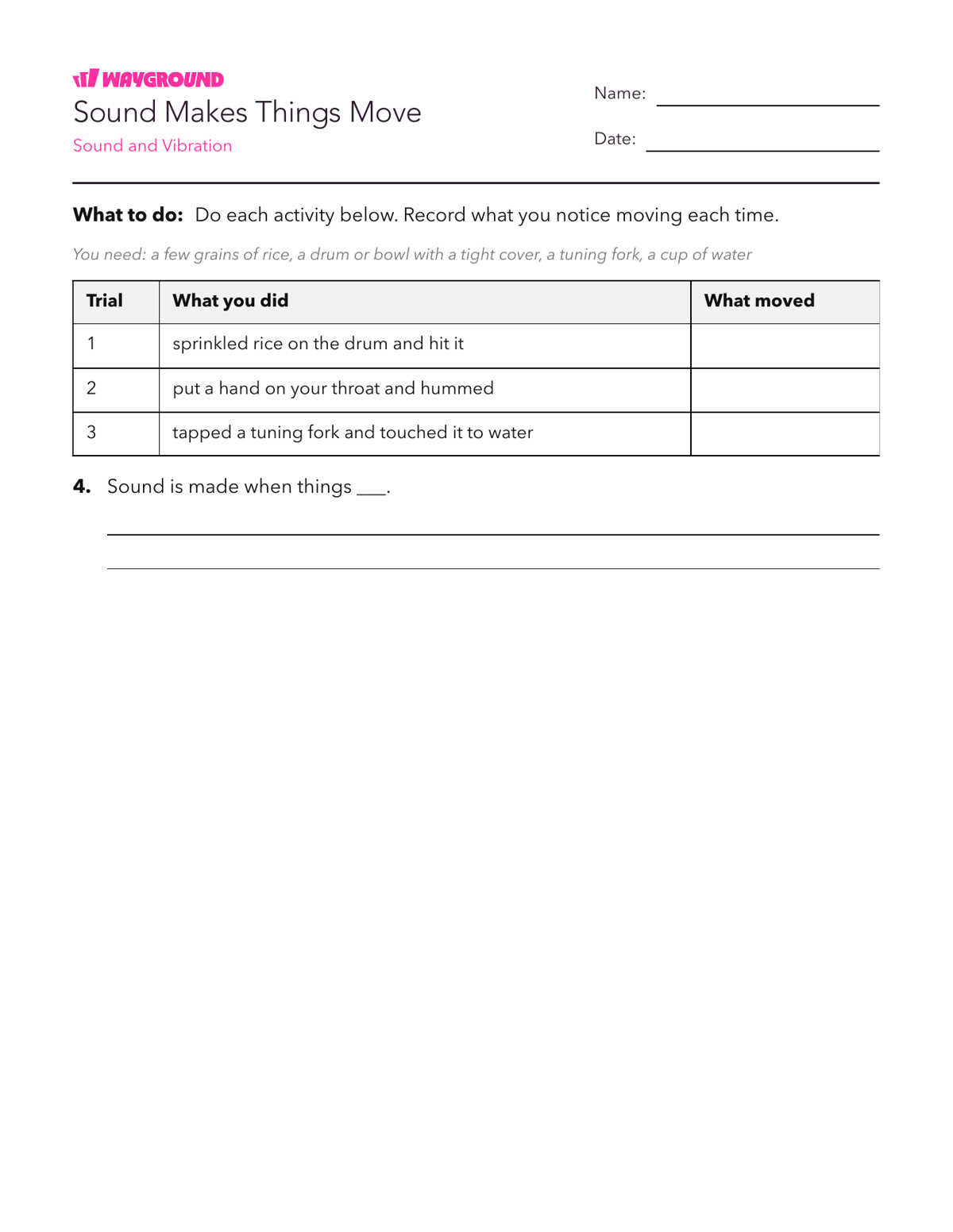 Sound Makes Things Move - Printable Năng-lượng Phiếu-bài-tập Lớp 1 - Quizizz