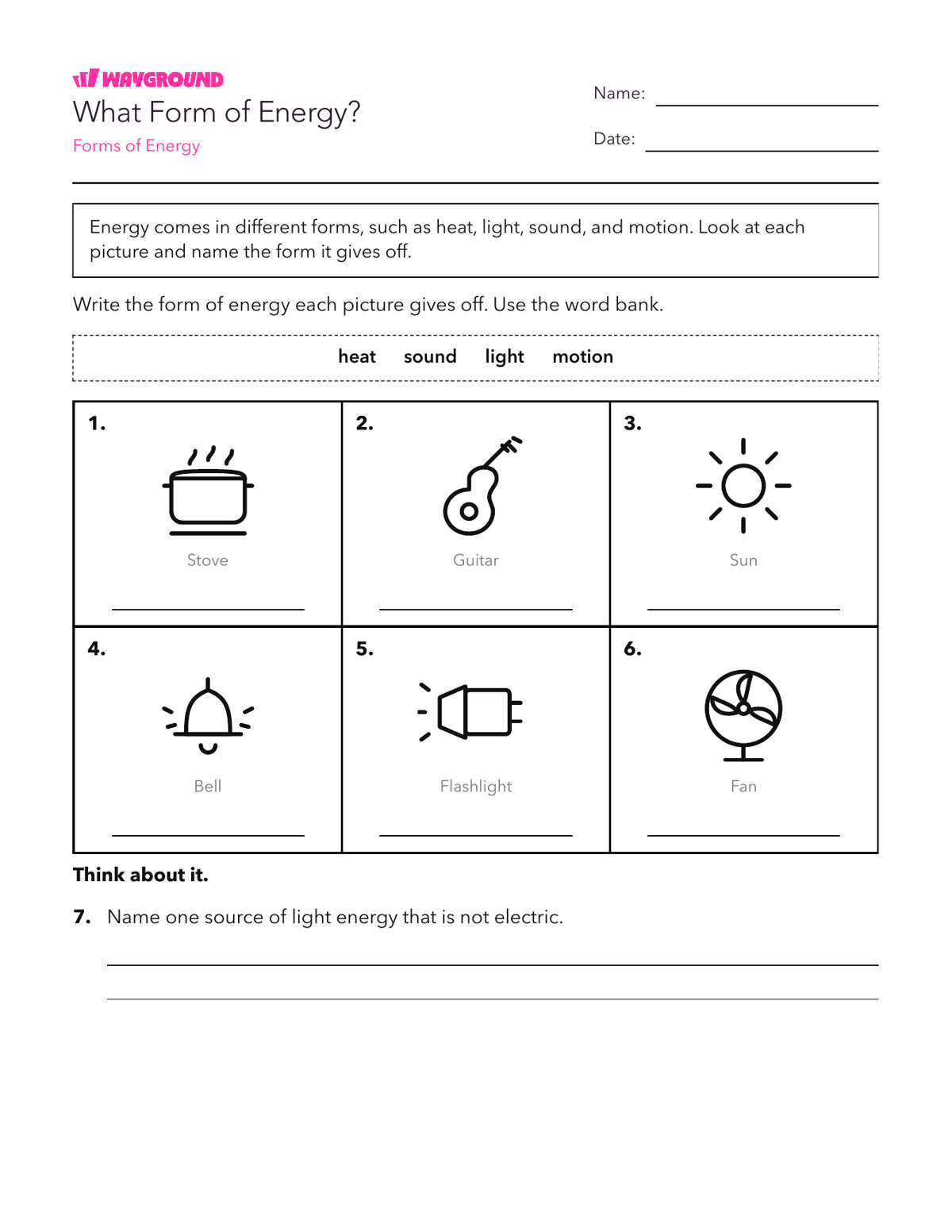 What Form of Energy? - Printable Năng-lượng Phiếu-bài-tập Lớp 5 - Quizizz