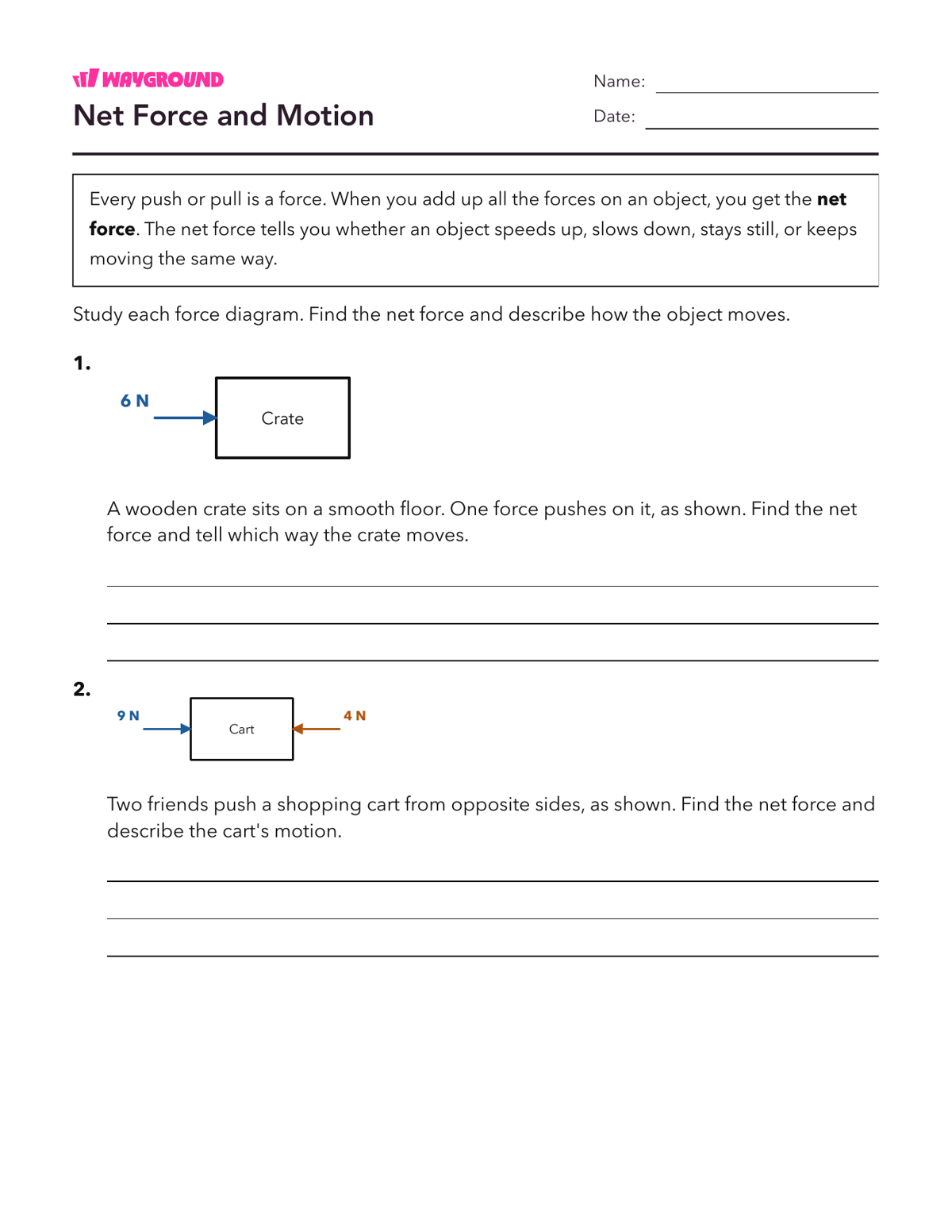 Net Force and Motion - Printable Forces-and-motion Worksheets Class 5 - Wayground