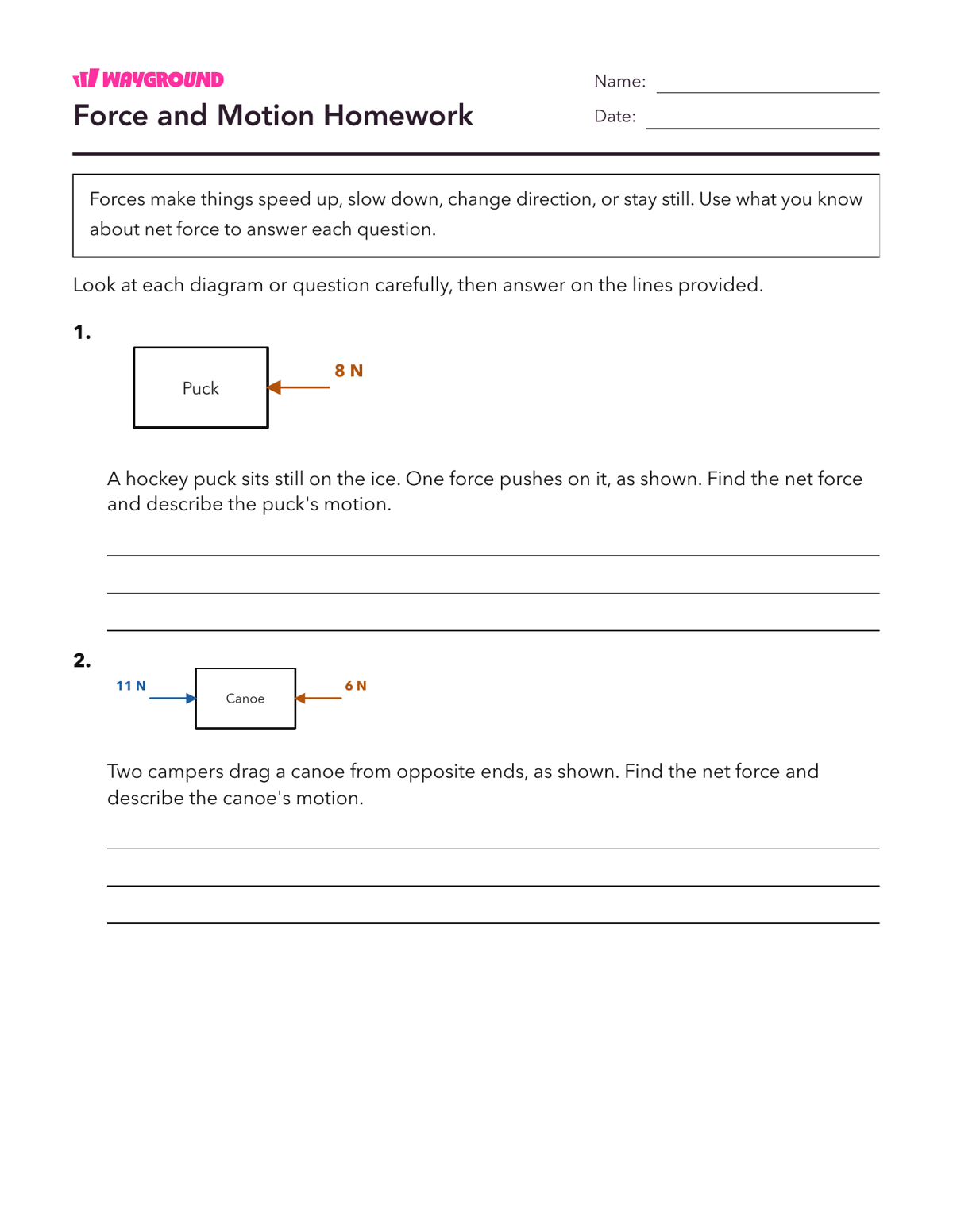 Force and Motion Homework - Printable Forces-and-motion Worksheets Class 5 - Wayground