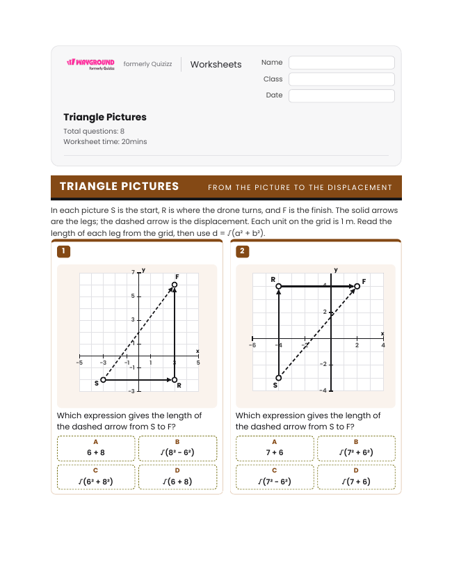 Triangle Pictures - Imprimible Distancia-y-desplazamiento Hojas-de-trabajo Grado 8 - Wayground