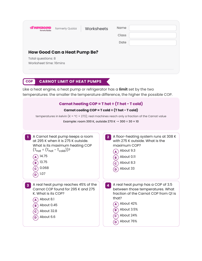 How Good Can a Heat Pump Be? - Imprimible Conversiones-de-energía Hojas-de-trabajo Grado 12 - Wayground