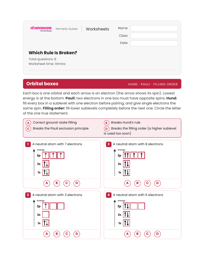Which Rule Is Broken? - Nadający się do druku Poziomy-energii Karty-pracy - Wayground