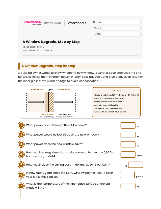A Window Upgrade, Step by Step - Imprimible Transferencia-de-energía Hojas-de-trabajo Grado 12 - Wayground
