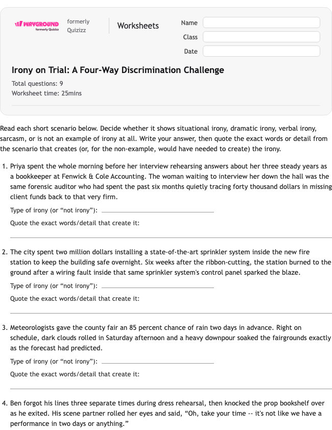 Irony on Trial: A Four-Way Discrimination Challenge - Imprimível Bahasa-figuratif Lembar-kerja Kelas 10 - Wayground