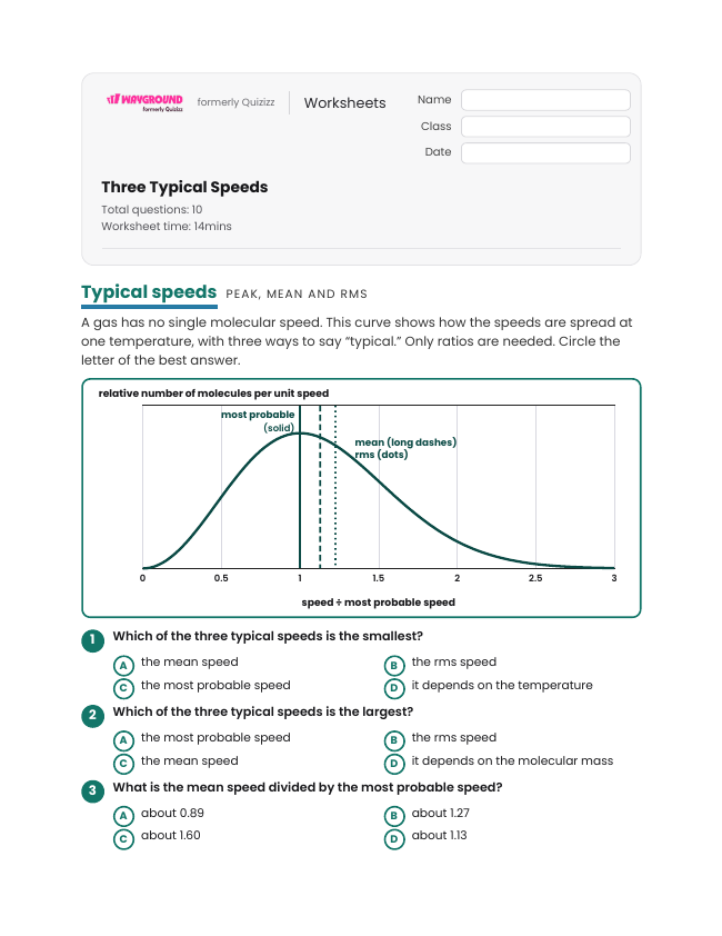 Three Typical Speeds - Printable Heat-vs-temperature Worksheets Year 12 - Wayground