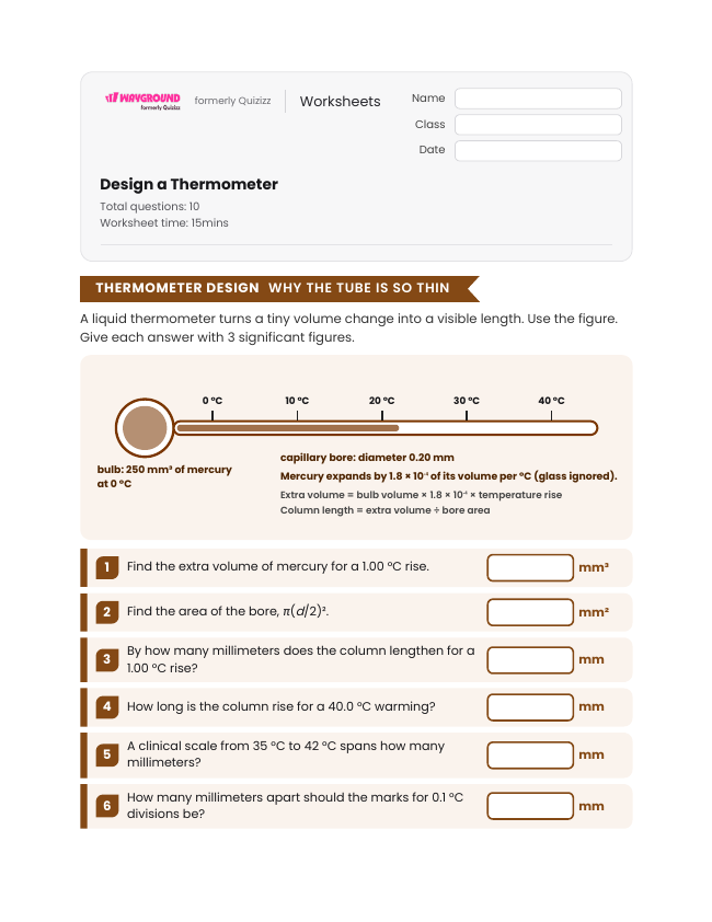 Design a Thermometer - Printable Heat-vs-temperature Worksheets Year 12 - Wayground
