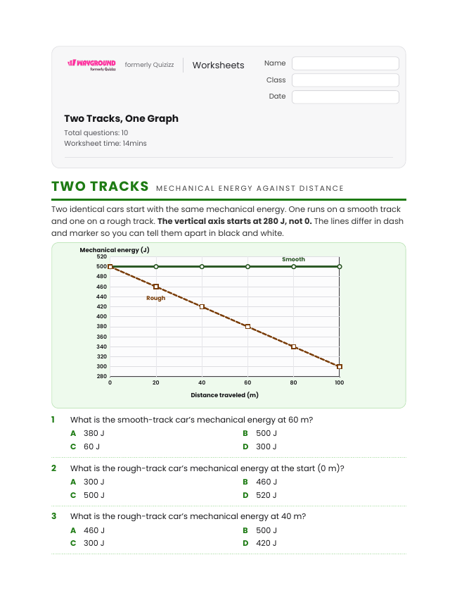 Two Tracks, One Graph - Nadający się do druku Energia-mechaniczna Karty-pracy Klasa 7 - Wayground