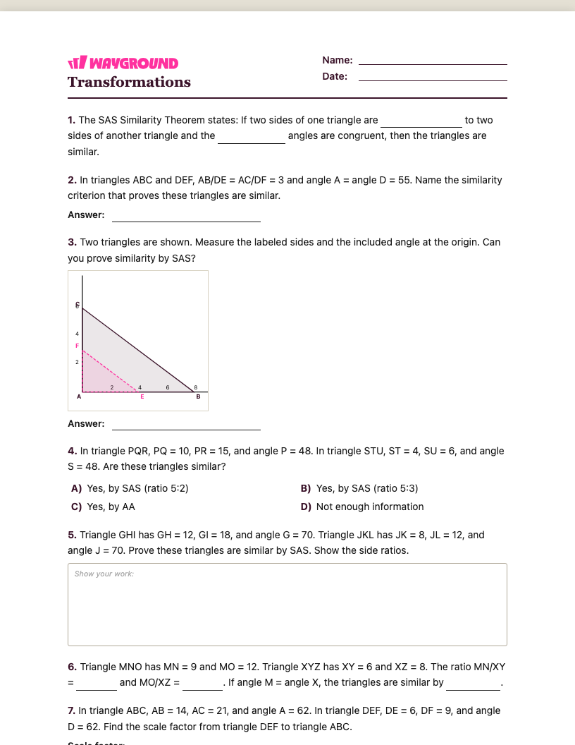 Transformations Worksheet - Có thể in Biến-đổi Phiếu-bài-tập Lớp 10 - Quizizz