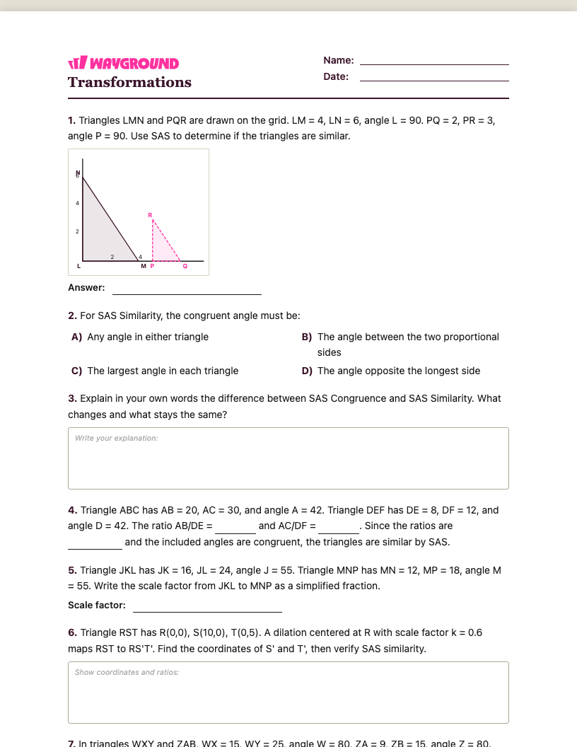 Transformations Worksheet - Có thể in Biến-đổi Phiếu-bài-tập Lớp 10 - Quizizz