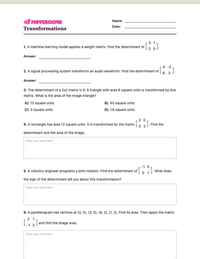 Transformations Worksheet - Có thể in Biến-đổi Phiếu-bài-tập Lớp 11 - Quizizz