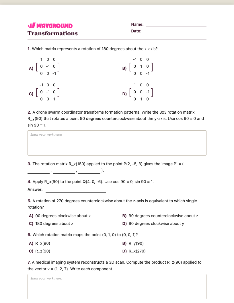 Transformations Worksheet - Có thể in Biến-đổi Phiếu-bài-tập Lớp 12 - Quizizz