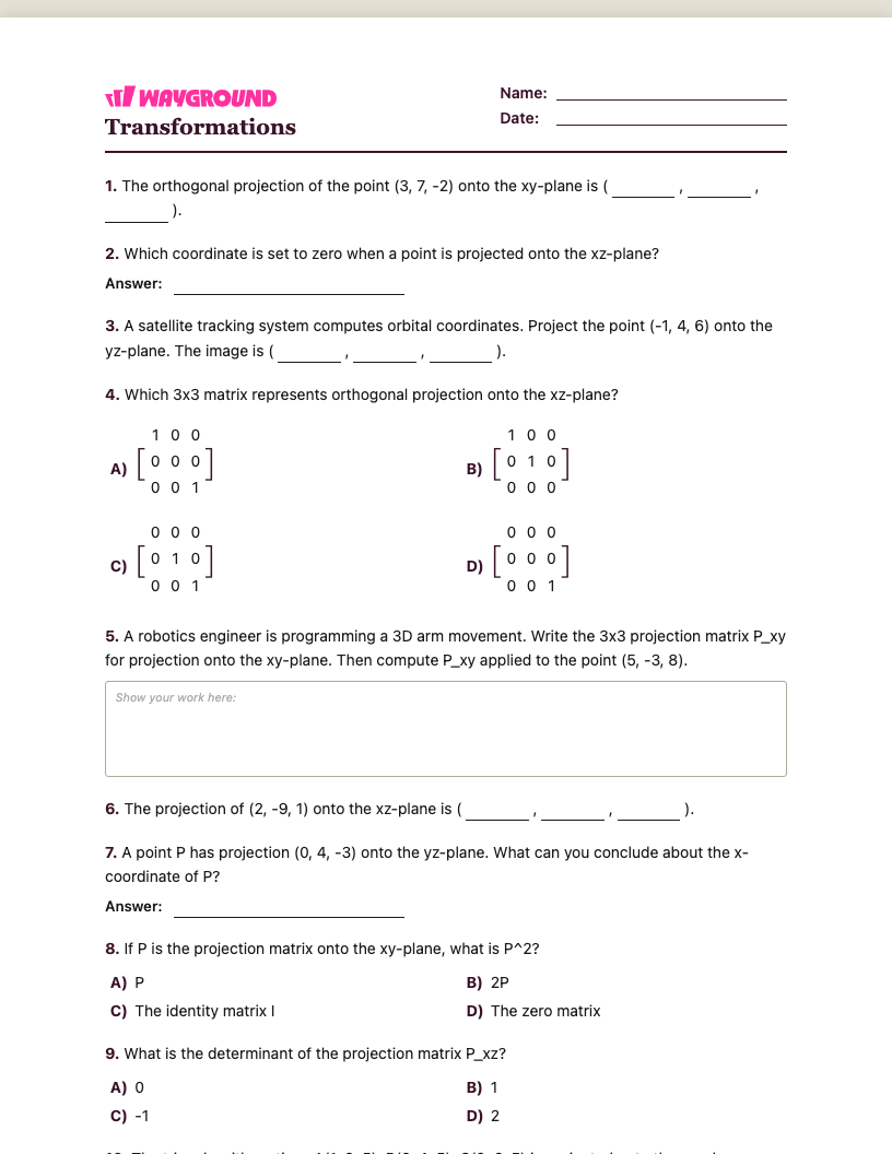 Transformations Worksheet - Có thể in Biến-đổi Phiếu-bài-tập Lớp 12 - Quizizz