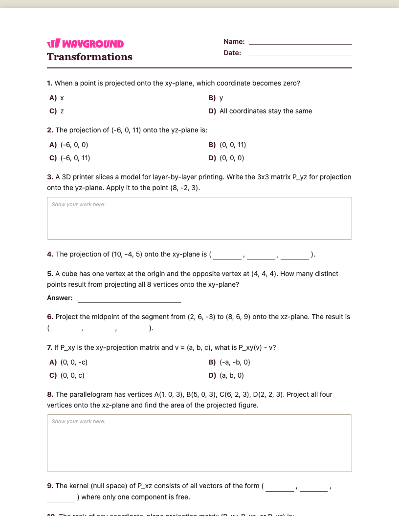 Transformations Worksheet - Có thể in Biến-đổi Phiếu-bài-tập Lớp 12 - Quizizz