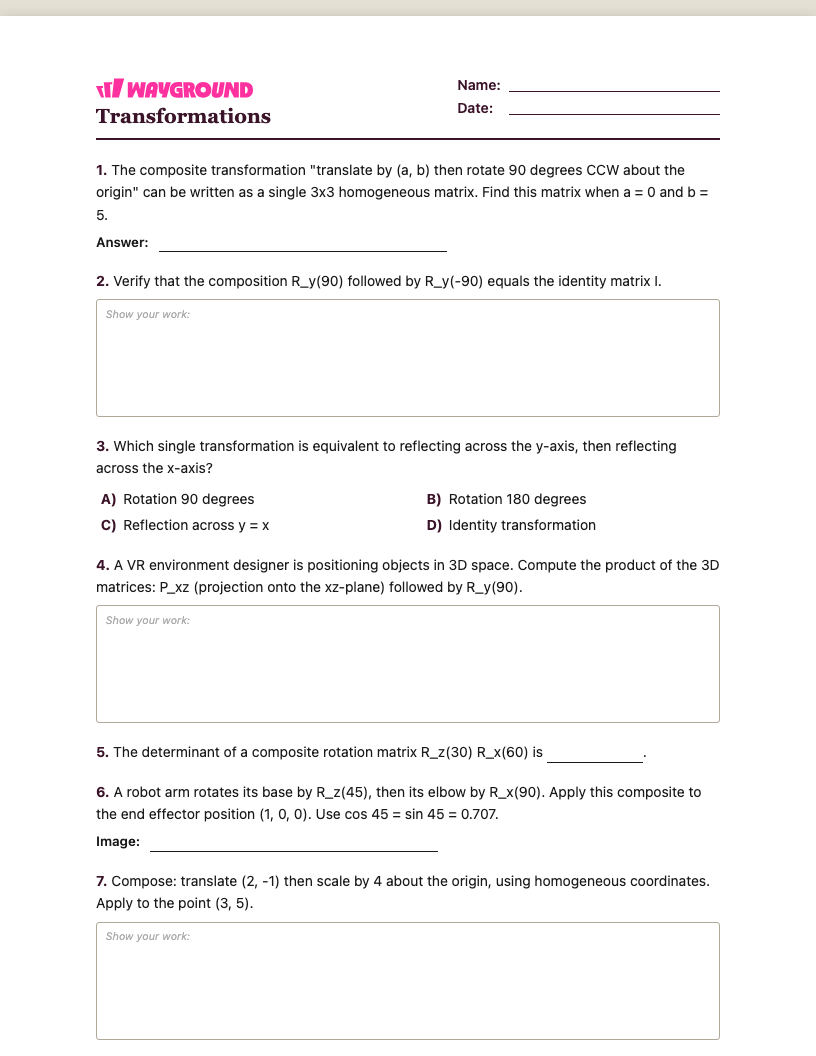 Transformations Worksheet - Có thể in Biến-đổi Phiếu-bài-tập Lớp 12 - Quizizz