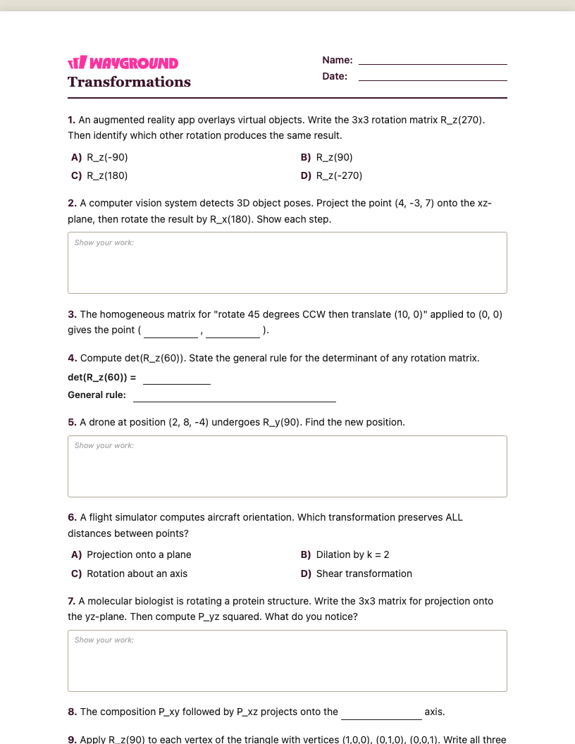 Transformations Worksheet - Có thể in Biến-đổi Phiếu-bài-tập Lớp 12 - Quizizz