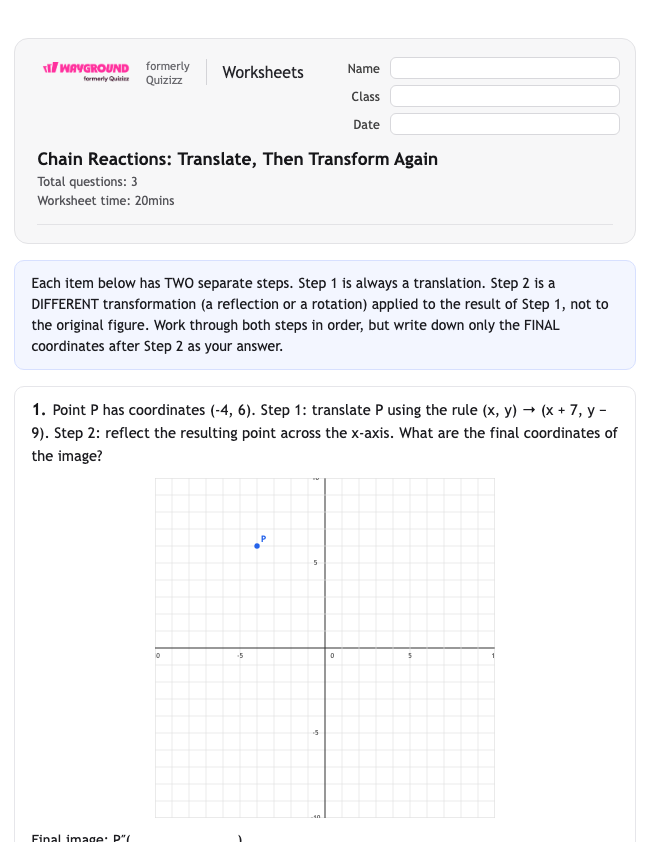 Chain Reactions: Translate, Then Transform Again - Imprimible Tłumaczenia Karty-pracy Klasa 10 - Wayground