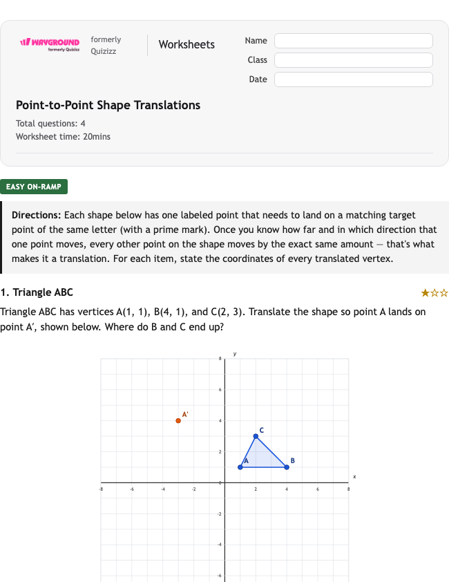 Point-to-Point Shape Translations - Nadający się do druku Tłumaczenia Karty-pracy Klasa 11 - Wayground