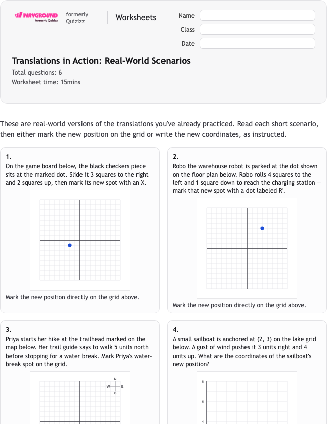 Translations in Action: Real-World Scenarios - Nadający się do druku Tłumaczenia Karty-pracy Klasa 6 - Wayground