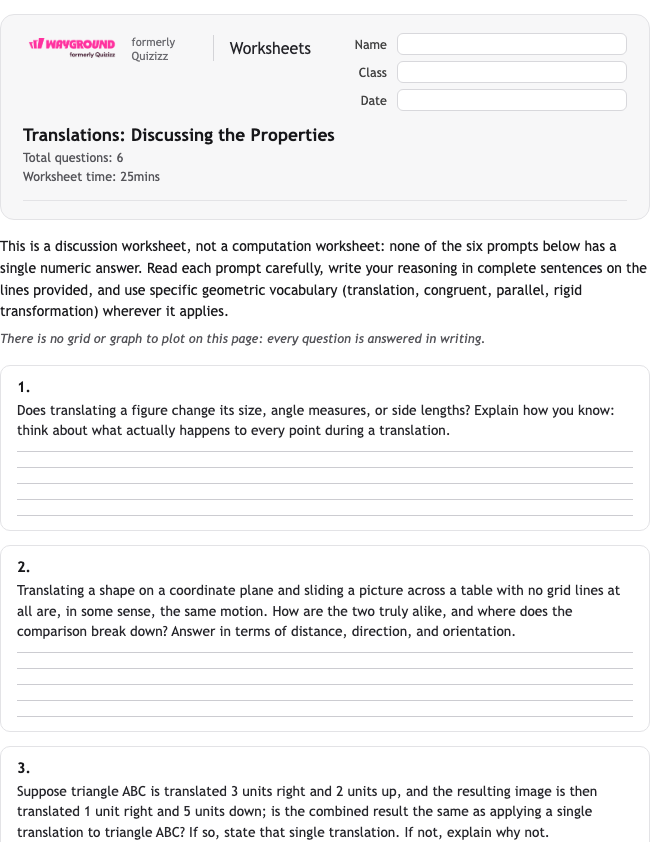 Translations: Discussing the Properties - Nadający się do druku Tłumaczenia Karty-pracy Klasa 8 - Wayground
