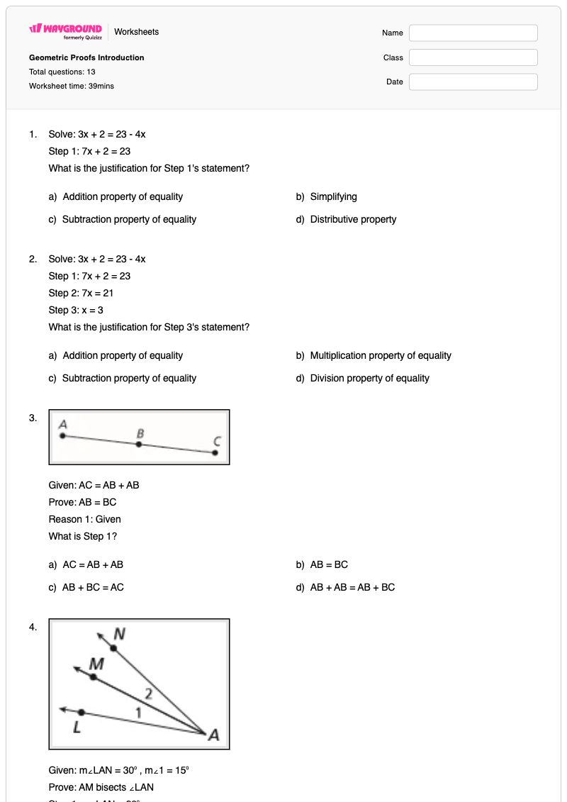 Geometric Proofs Introduction - พิมพ์ได้ Trigonometric-identity-proofs เวิร์กชีท ระดับ 9 - Wayground