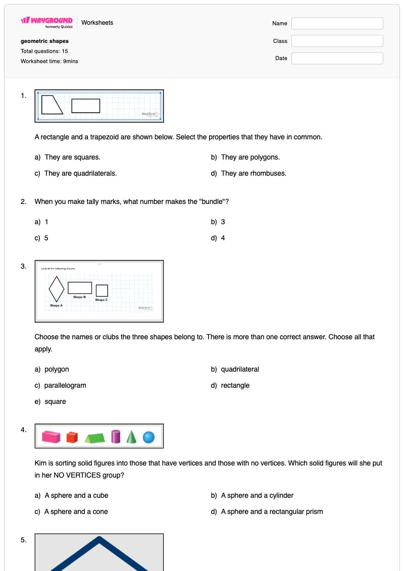 geometric shapes  - พิมพ์ได้ Sorting-by-size เวิร์กชีท ระดับ 3 - Wayground
