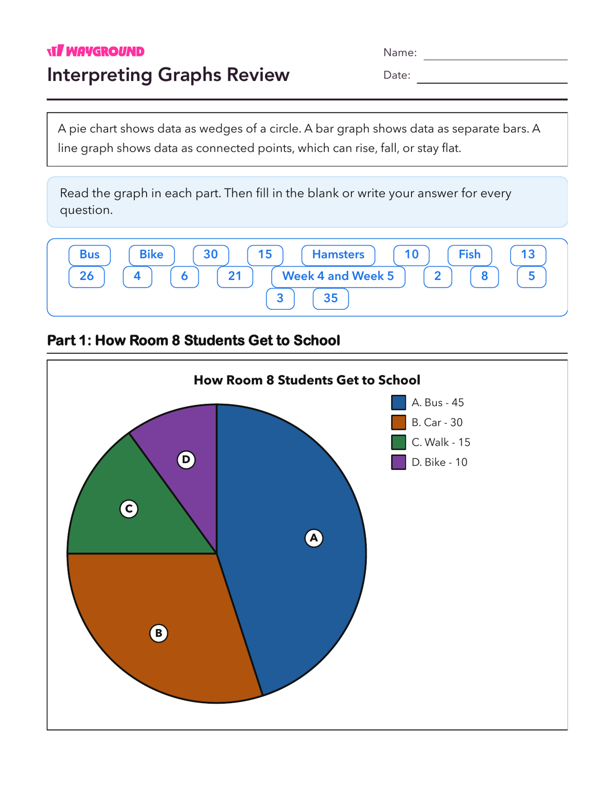 Interpreting Graphs Review - Imprimível Interpretação-de-gráficos Fichas-de-trabalho Série 6 - Wayground