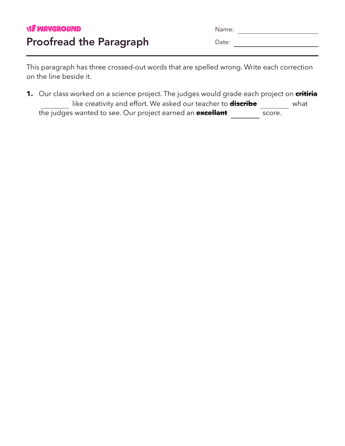 Proofread the Paragraph - Dapat dicetak Kata-kata-yang-ejaannya-tidak-teratur Lembar-kerja Kelas 5 - Wayground