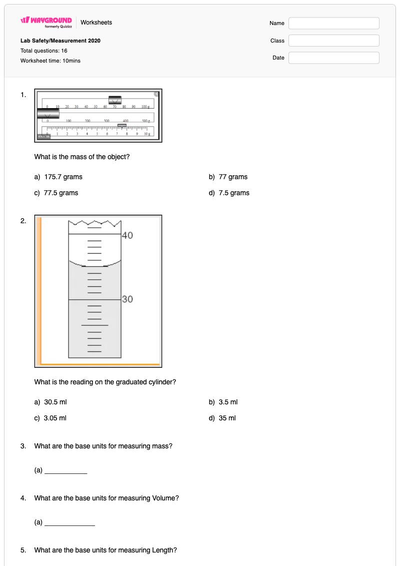 Lab Safety/Measurement 2020 - Printable Units-of-length Worksheets Kindergarten - Wayground