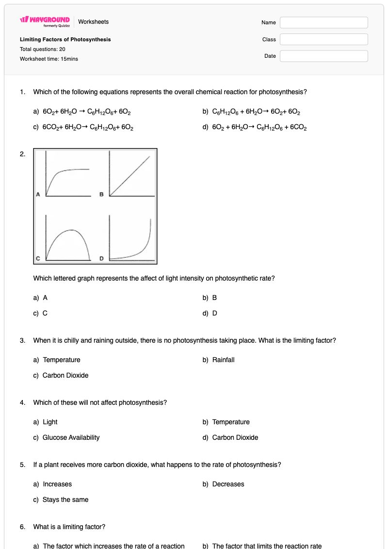 Limiting Factors of Photosynthesis - พิมพ์ได้ Factors-affecting-photosynthesis เวิร์กชีท - Wayground