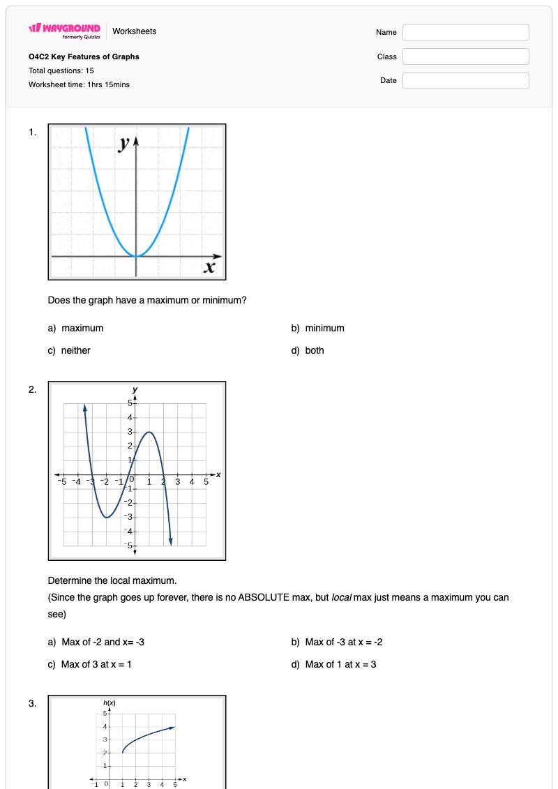 O4C2 Key Features of Graphs - Printable Key-features-of-graphs Worksheets - Wayground