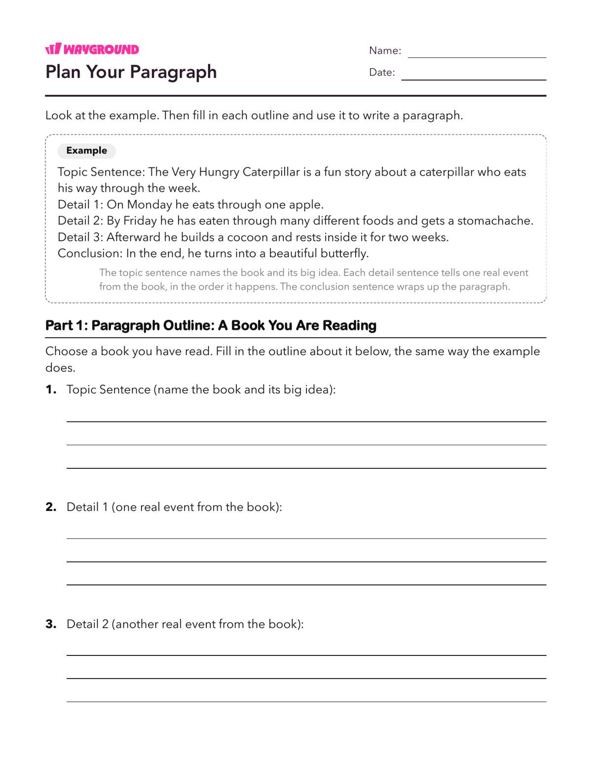 Plan Your Paragraph - Nadający się do druku Struktura-akapitu Karty-pracy Klasa 3 - Wayground