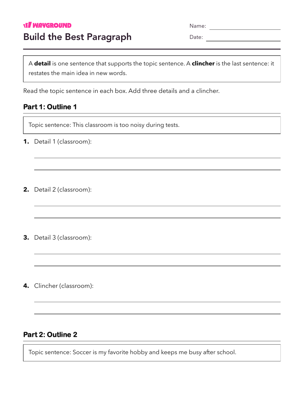 Build the Best Paragraph - Nadający się do druku Struktura-akapitu Karty-pracy Klasa 3 - Wayground