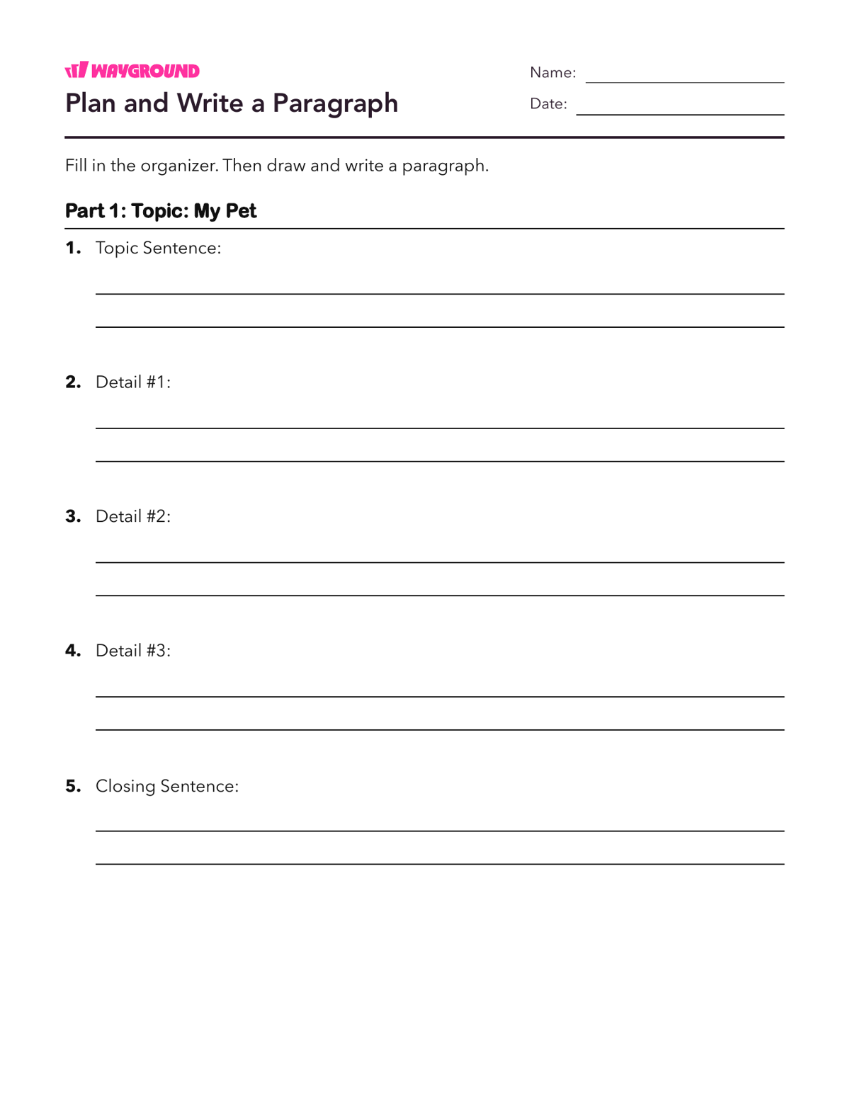 Plan and Write a Paragraph - Dapat dicetak Struktur-paragraf Lembar-kerja - Wayground