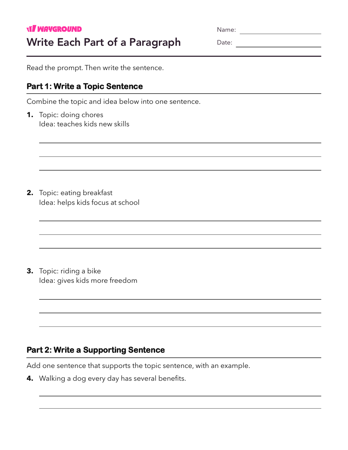 Write Each Part of a Paragraph - Dapat dicetak Struktur-paragraf Lembar-kerja - Wayground