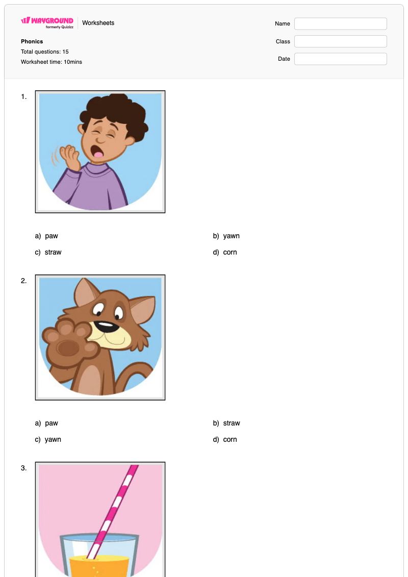 Phonics - Nadający się do druku Akustyka Karty-pracy Klasa 4 - Wayground