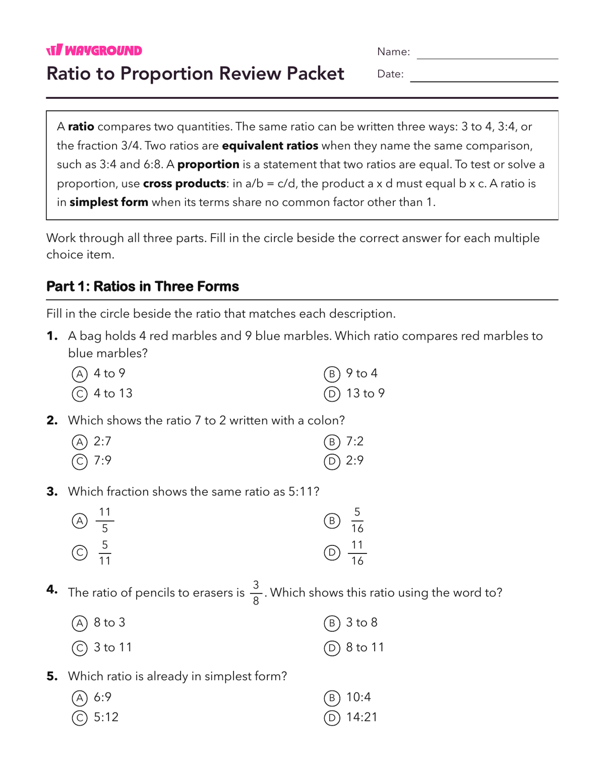 Ratio to Proportion Review Packet - Có thể in Mối-quan-hệ-tỷ-lệ Phiếu-bài-tập Lớp 6 - Quizizz
