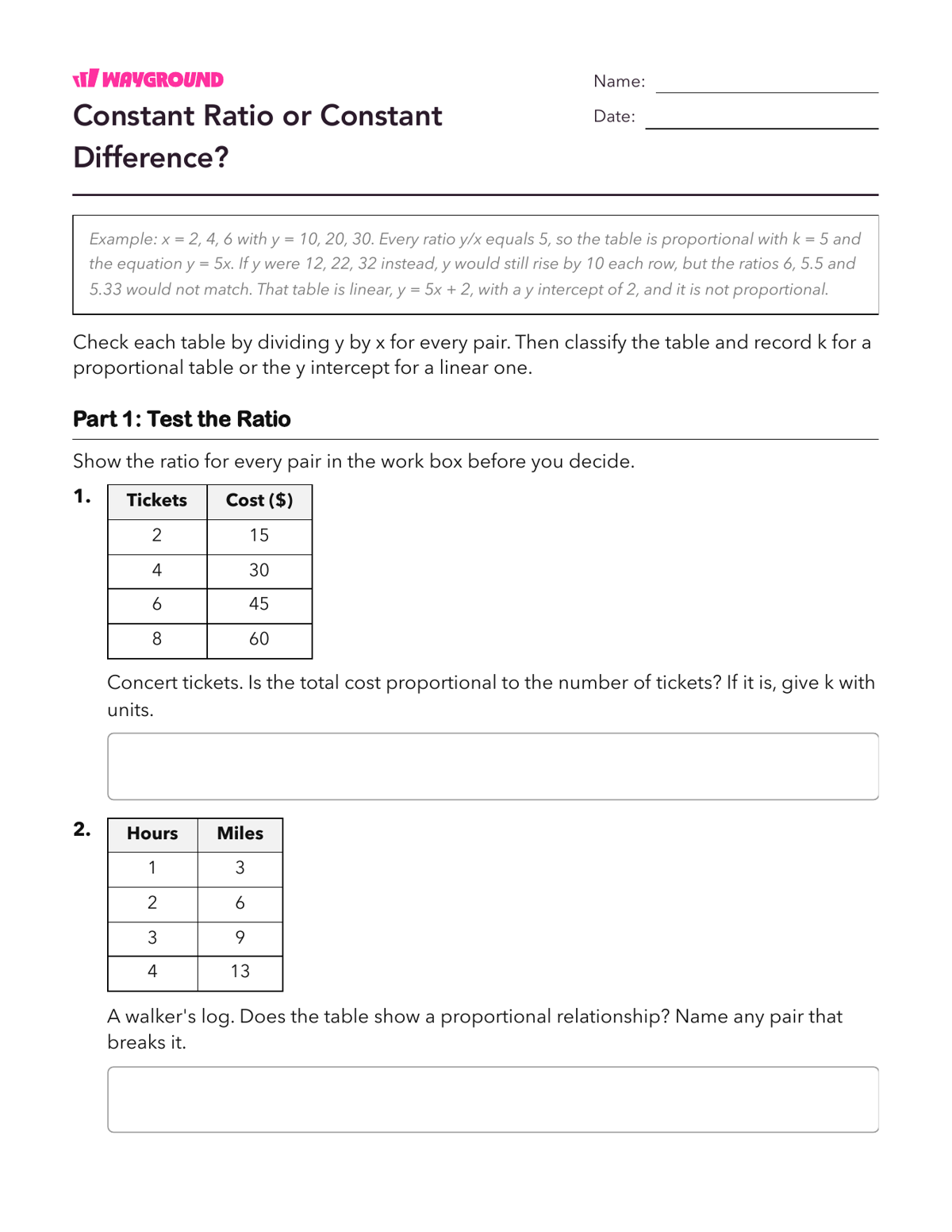 Constant Ratio or Constant Difference? - Có thể in Mối-quan-hệ-tỷ-lệ Phiếu-bài-tập Lớp 8 - Quizizz