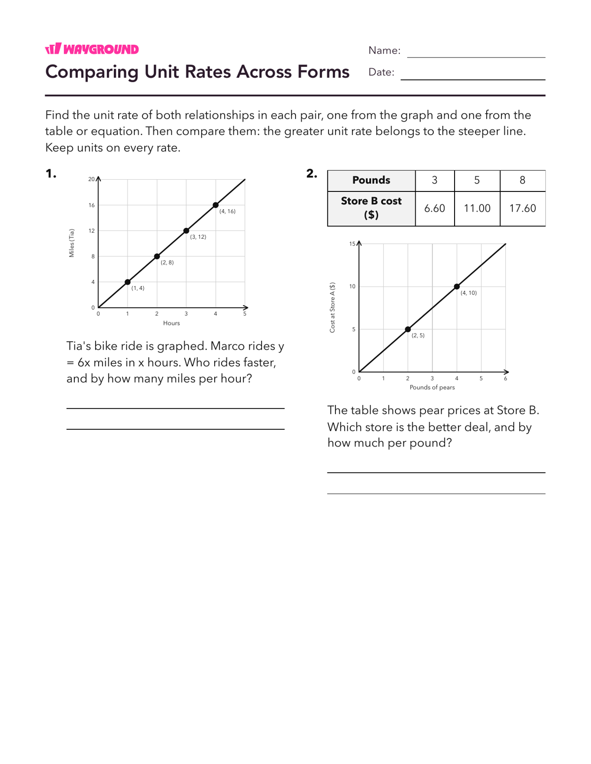 Comparing Unit Rates Across Forms - Có thể in Mối-quan-hệ-tỷ-lệ Phiếu-bài-tập Lớp 8 - Quizizz
