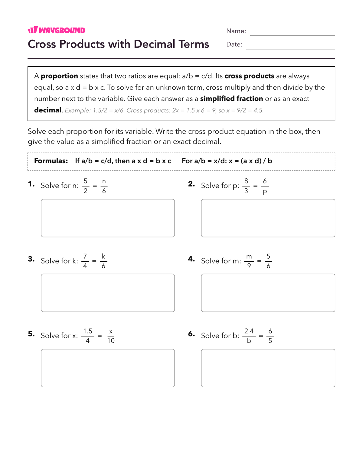 Cross Products with Decimal Terms - Có thể in Mối-quan-hệ-tỷ-lệ Phiếu-bài-tập Lớp 8 - Quizizz