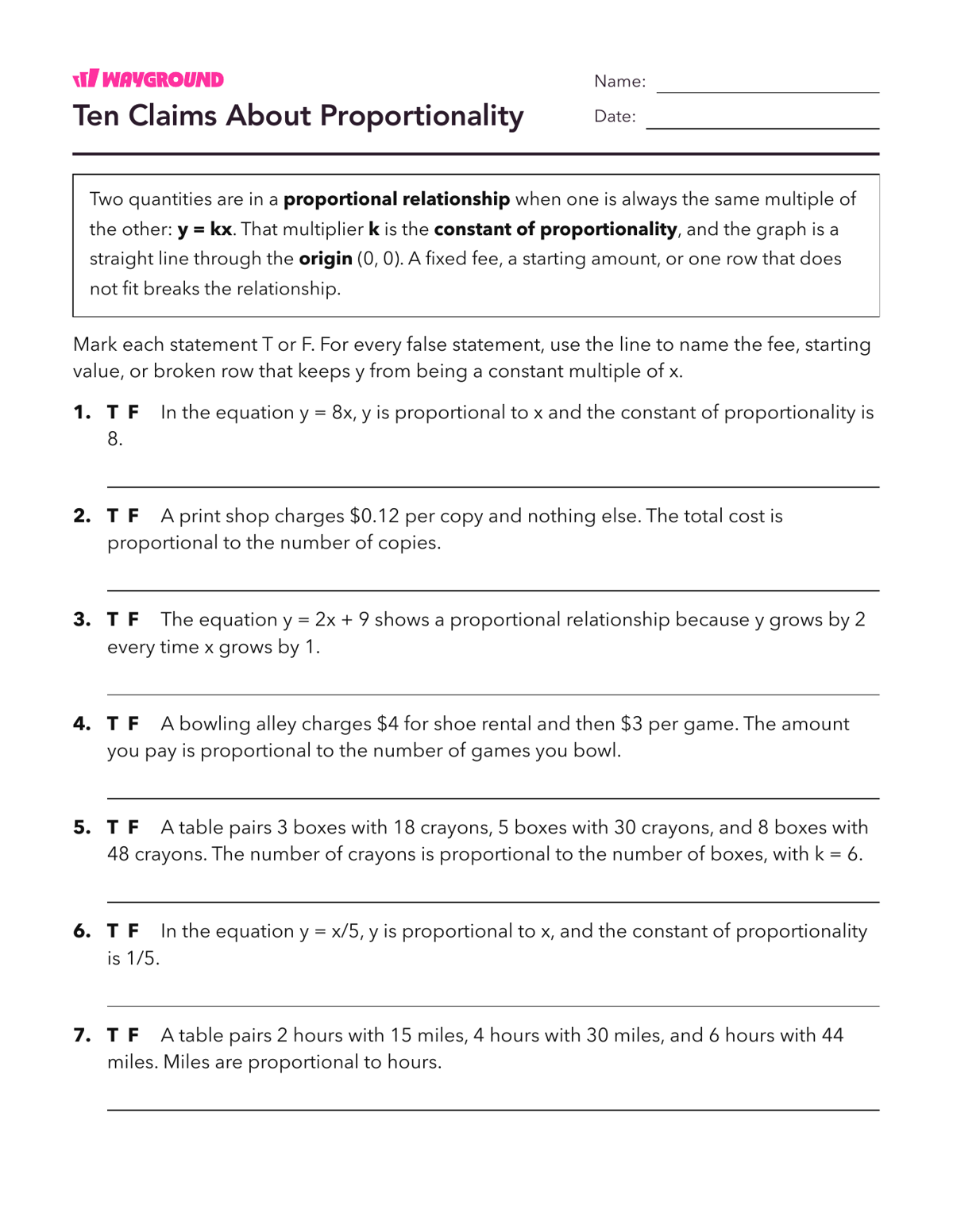 Ten Claims About Proportionality - Có thể in Mối-quan-hệ-tỷ-lệ Phiếu-bài-tập - Quizizz