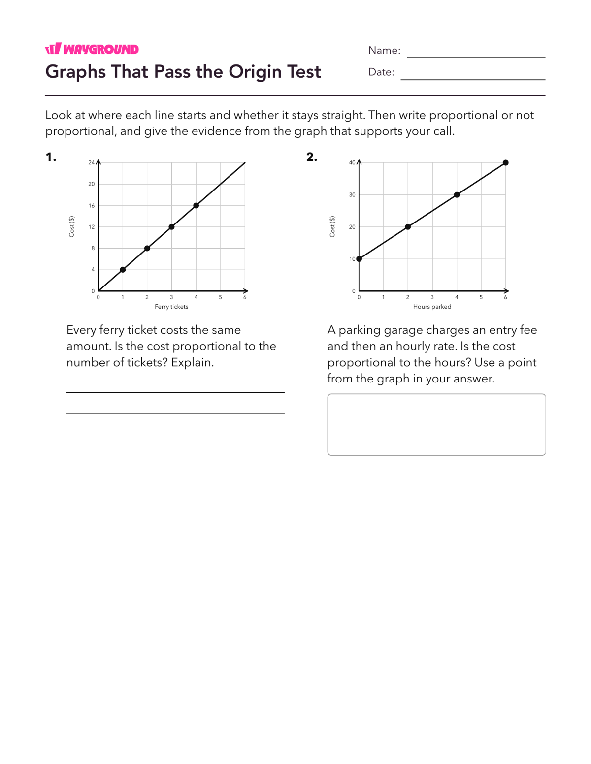 Graphs That Pass the Origin Test - Có thể in Mối-quan-hệ-tỷ-lệ Phiếu-bài-tập - Quizizz