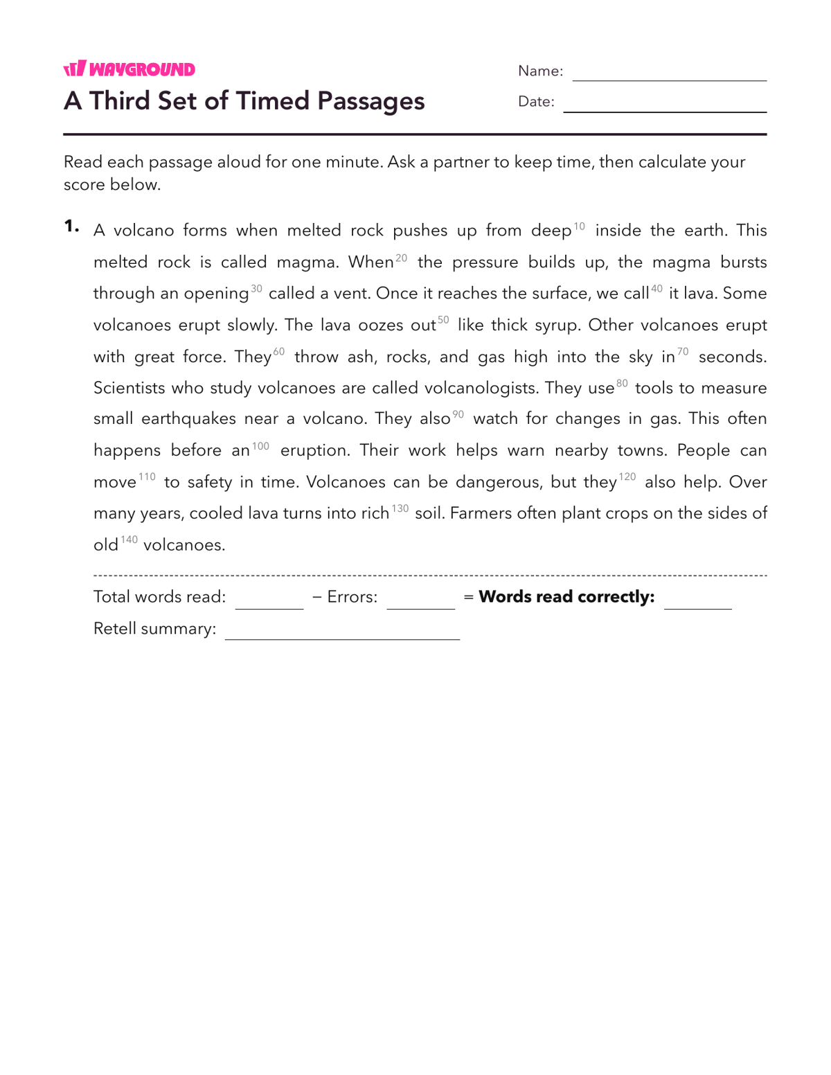 A Third Set of Timed Passages - Imprimible Fluidez-de-lectura Hojas-de-trabajo Grado 4 - Wayground
