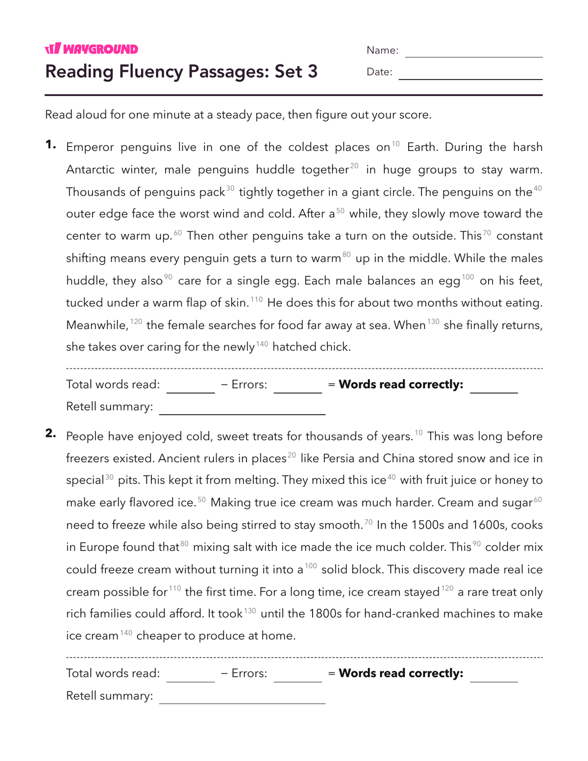 Reading Fluency Passages: Set 3 - Dapat dicetak Kelancaran-membaca Lembar-kerja - Wayground