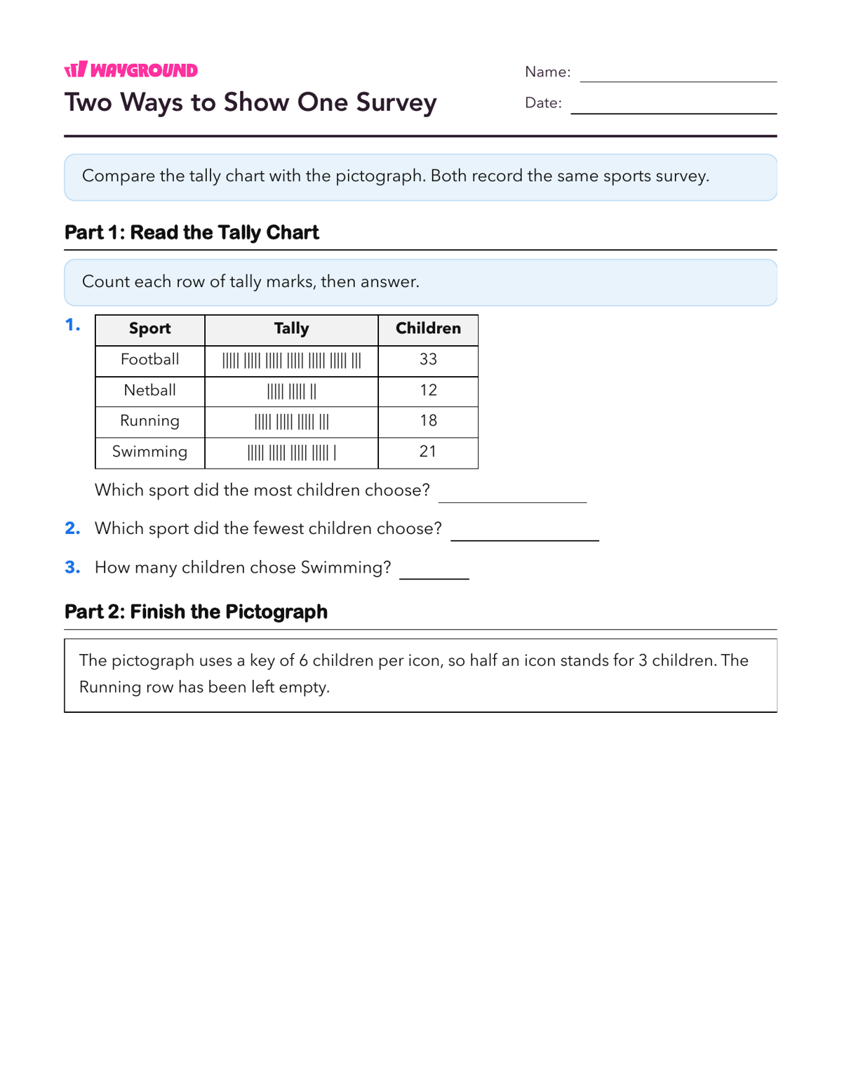 Two Ways to Show One Survey - Imprimible Scaled-pictographs Worksheets Grade 5 - Wayground