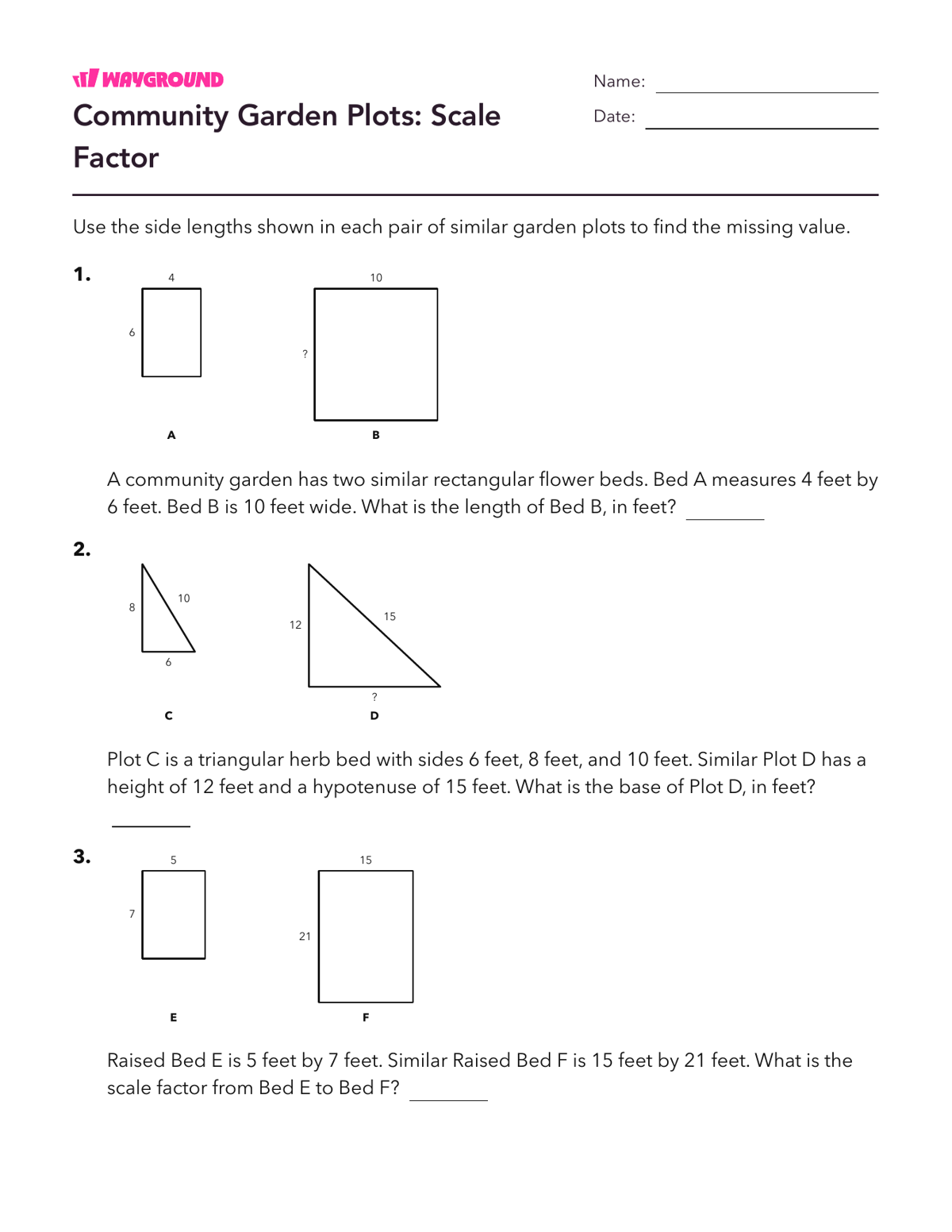 Community Garden Plots: Scale Factor - Printable Scaled-pictographs Worksheets Grade 7 - Wayground