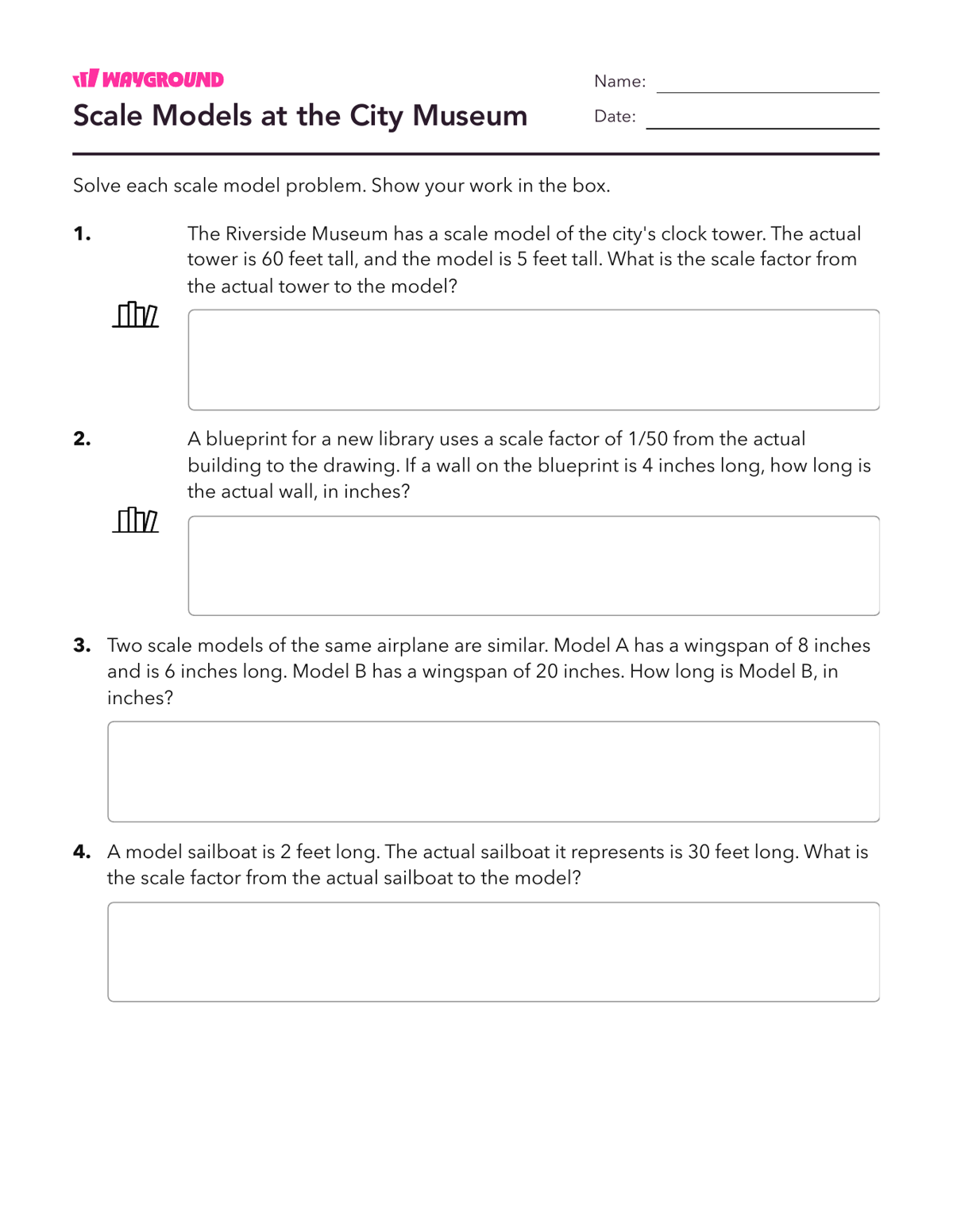 Scale Models at the City Museum - Printable Scaled-pictographs Worksheets Grade 7 - Wayground