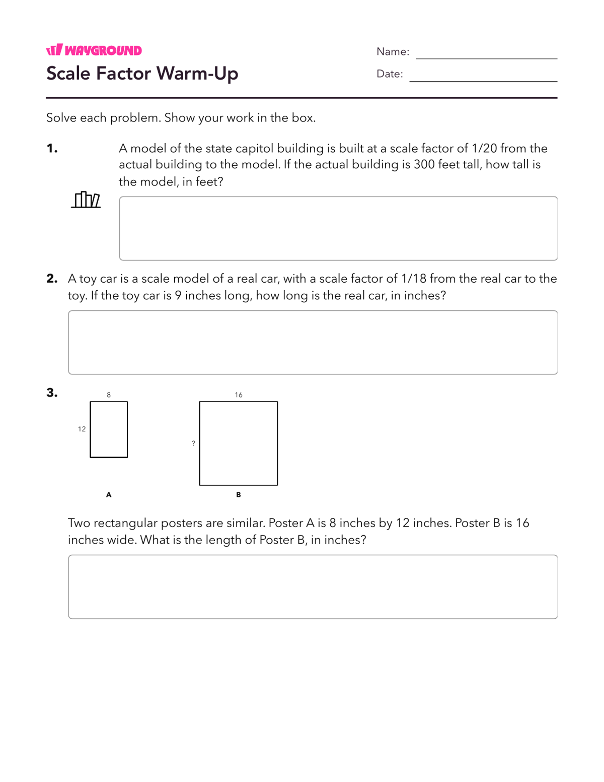 Scale Factor Warm-Up - Printable Scaled-pictographs Worksheets Grade 7 - Wayground
