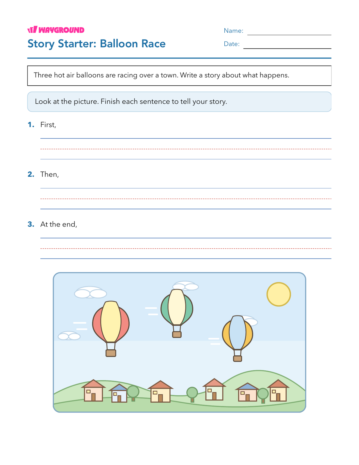 Story Starter: Balloon Race - Dapat dicetak Pembuka-kalimat Lembar-kerja Kelas 1 - Wayground