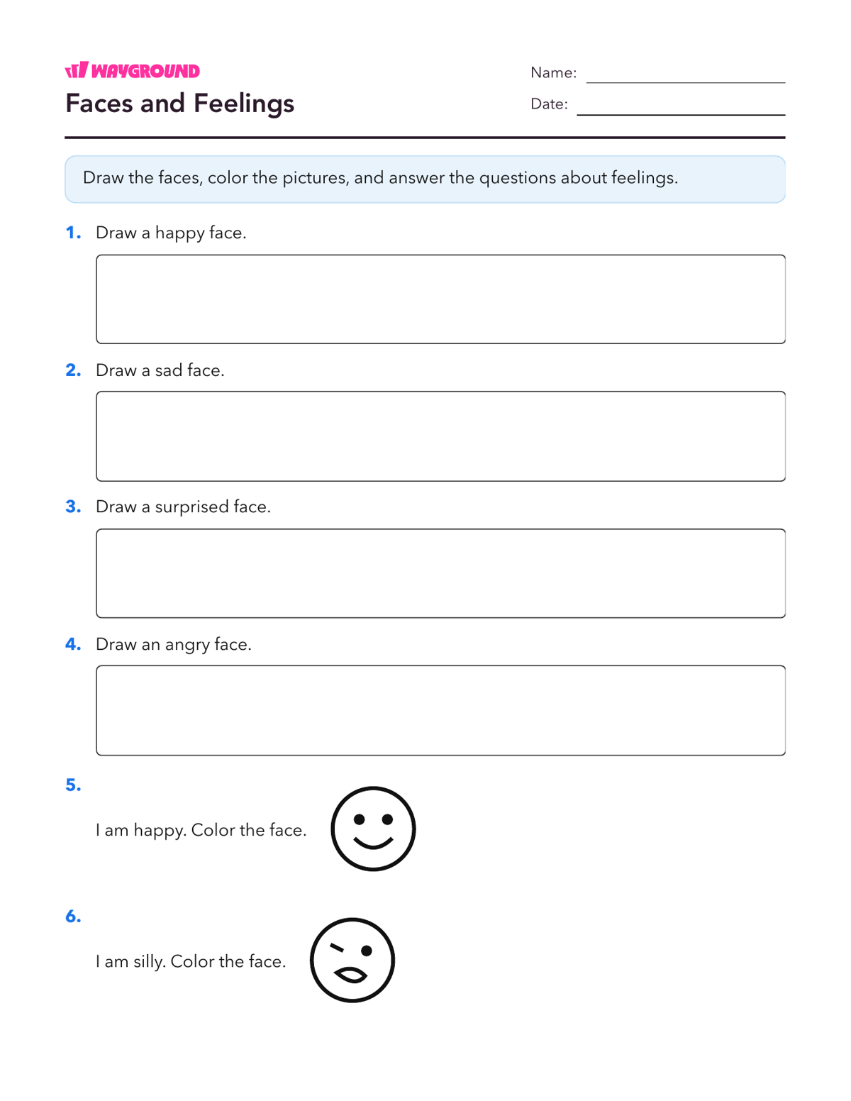 Faces and Feelings - Printable Social-emotional-learning Worksheets Class 2 - Wayground